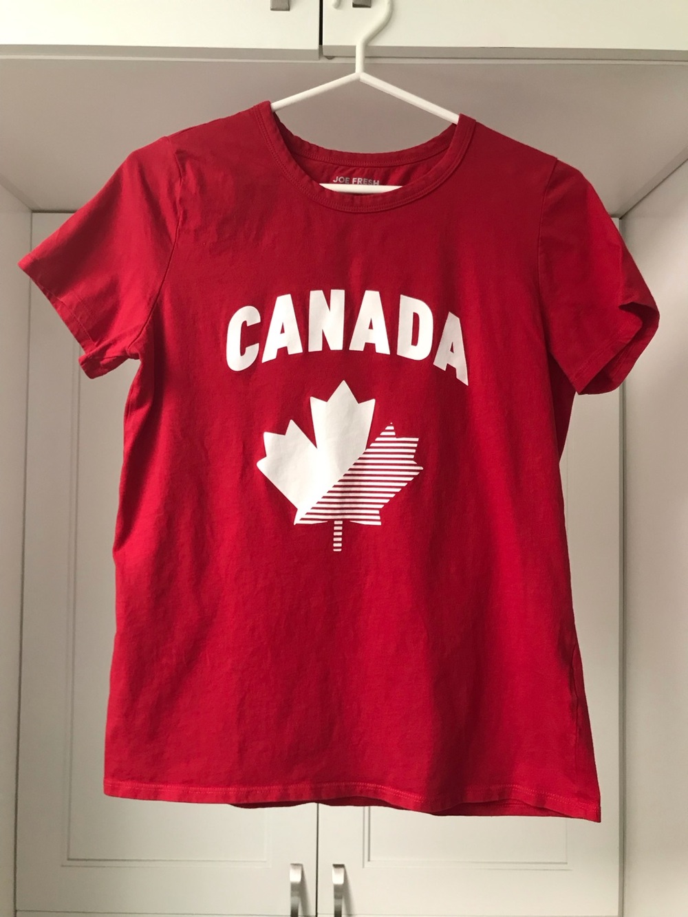 Joe Fresh Red Tee with White Canada Maple Leaf Graphic US M